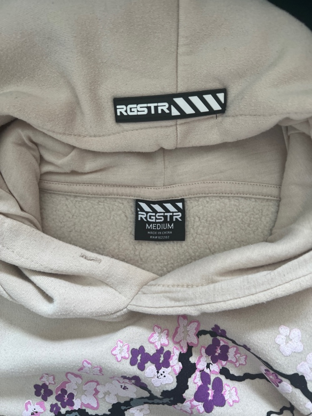 RGSTR Beige Floral Cherry Blossom Hoodie Sweater - Women's - Picture 3 of 3
